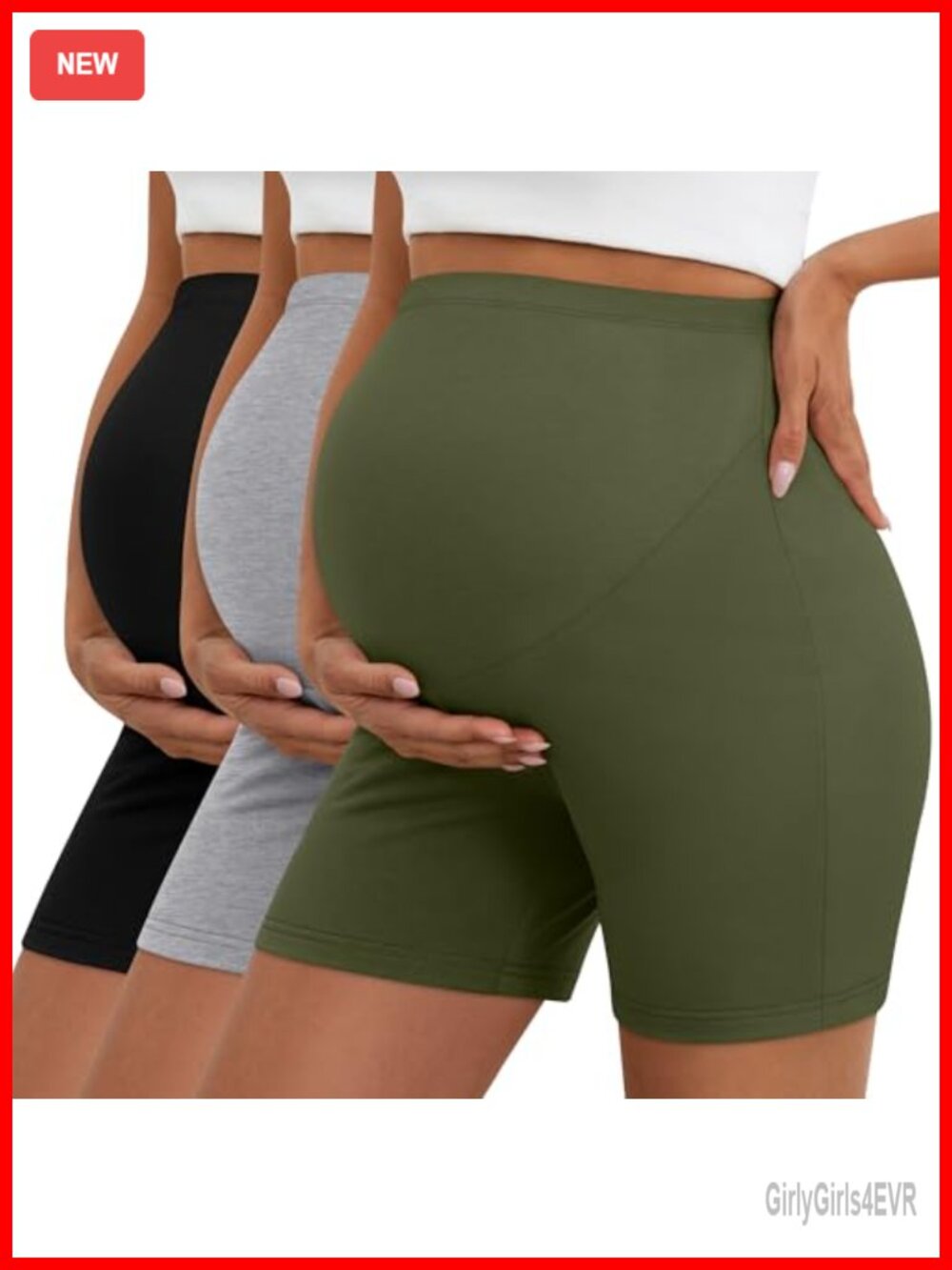 3 Pack Maternity Biker Shorts Over Belly High Waist Pregnancy Lounge